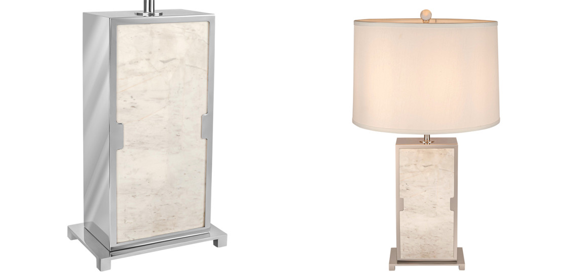 Настольная лампа с абажуром Wilbur Chrome Marble Table Lamp