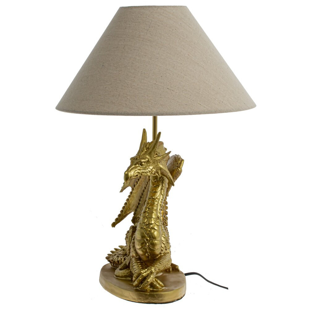 Настольная лампа с абажуром Дракон Golden Dragon Lamp Beige