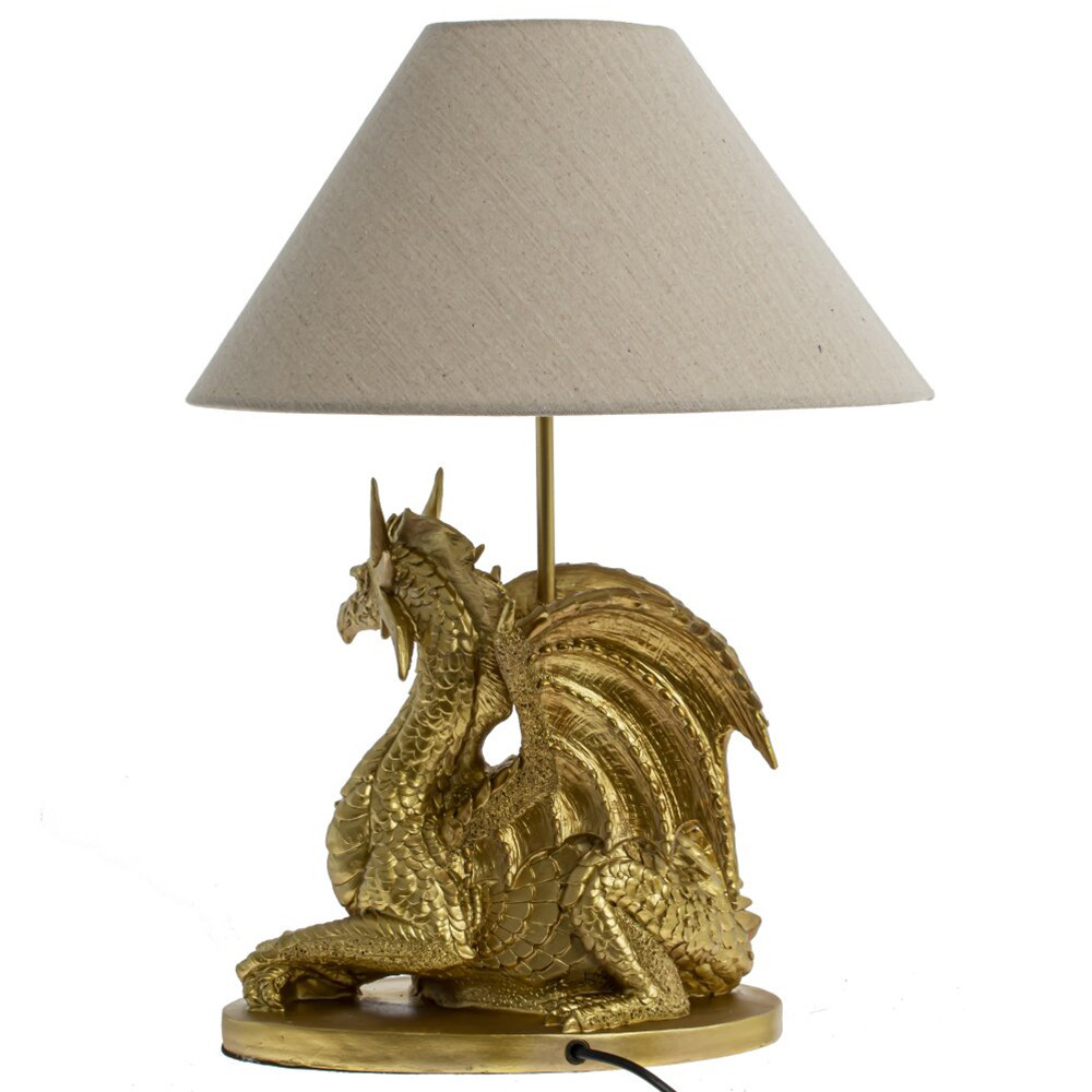 Настольная лампа с абажуром Дракон Golden Dragon Lamp Beige