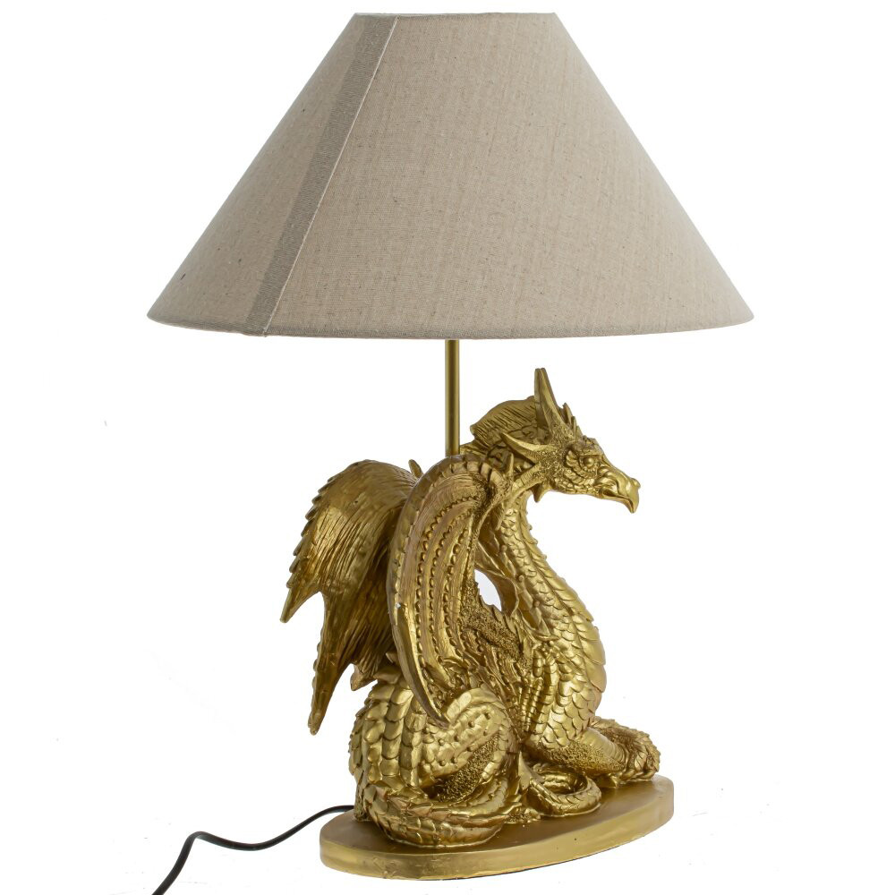 Настольная лампа с абажуром Дракон Golden Dragon Lamp Beige
