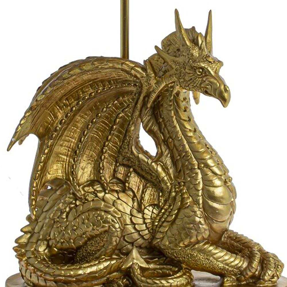 Настольная лампа с абажуром Дракон Golden Dragon Lamp Beige