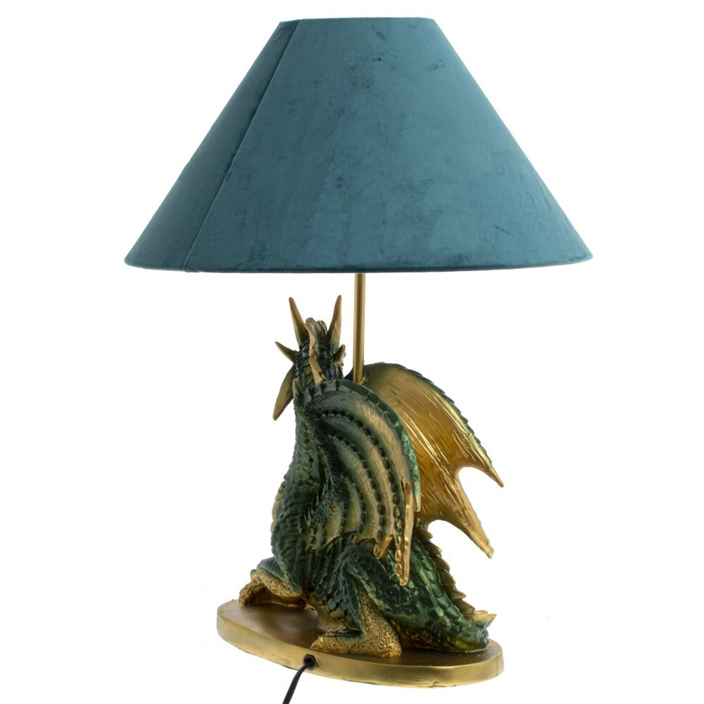 Настольная лампа с абажуром Дракон Green Dragon Синий абажур