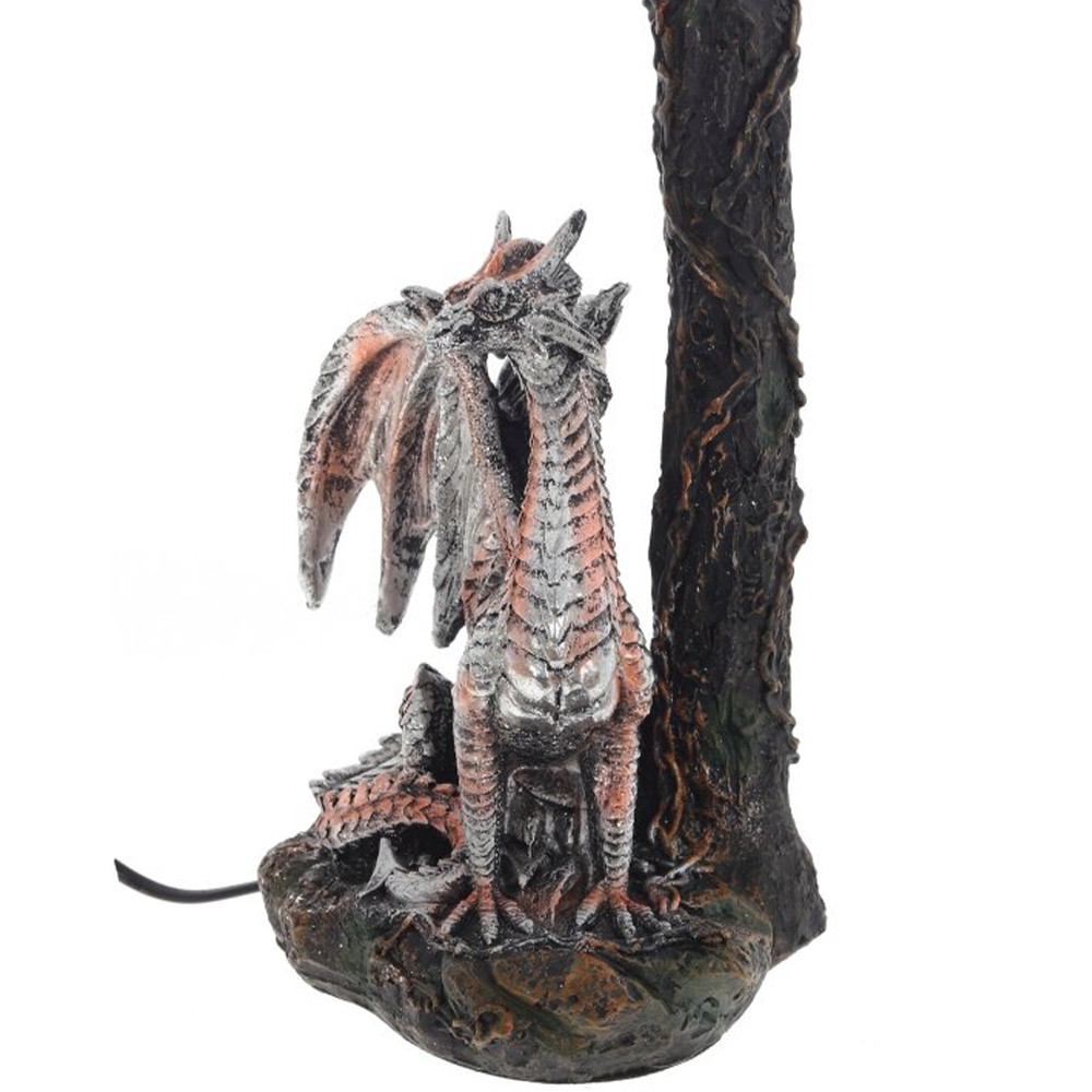 Настольная лампа с абажуром Дракон Silver Red Dragon Коричневый абажур