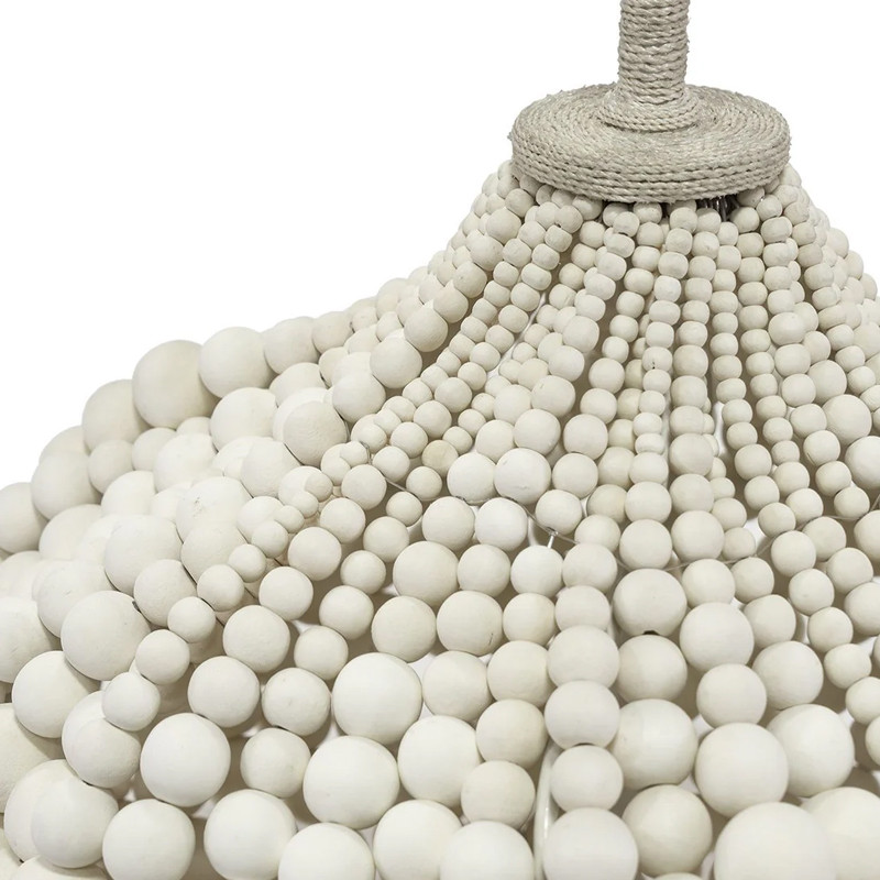 Настольная лампа с абажуром и каркасом из белых деревянных бусин White Wooden Beads Table Lampshade