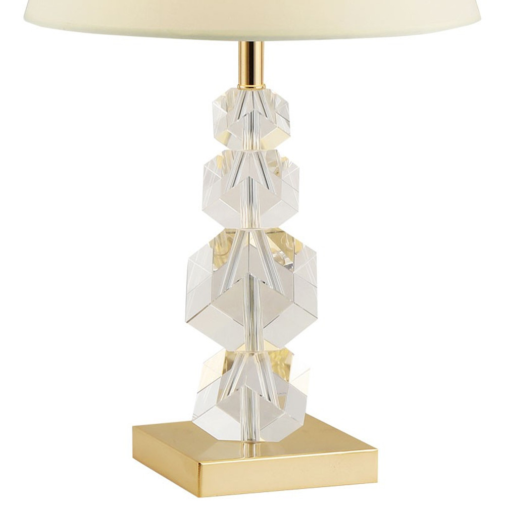 Настольная лампа с абажуром и основанием из хрусталя Neri Crystal Cubes Gold Table Lamp