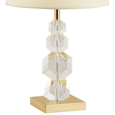 Настольная лампа с абажуром и основанием из хрусталя Neri Crystal Cubes Gold Table Lamp