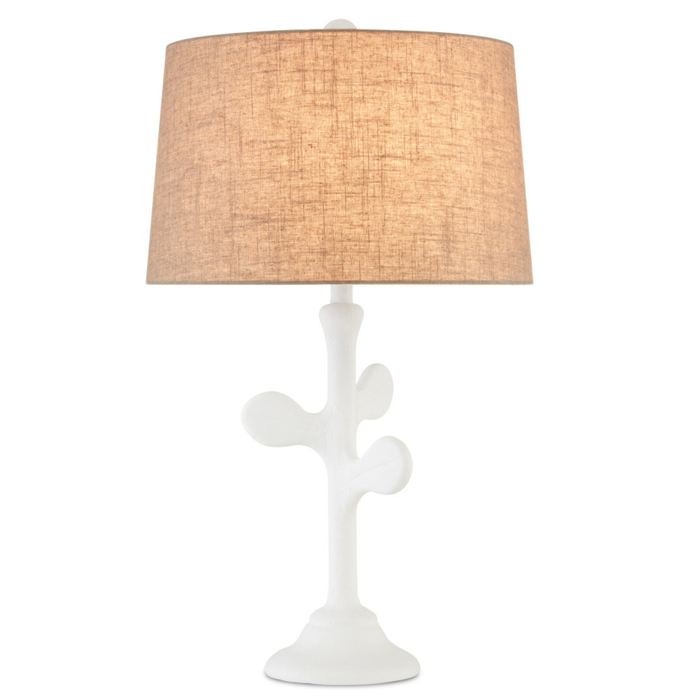 Настольная лампа с белым каркасом и тканевым абажуром Natural Stems