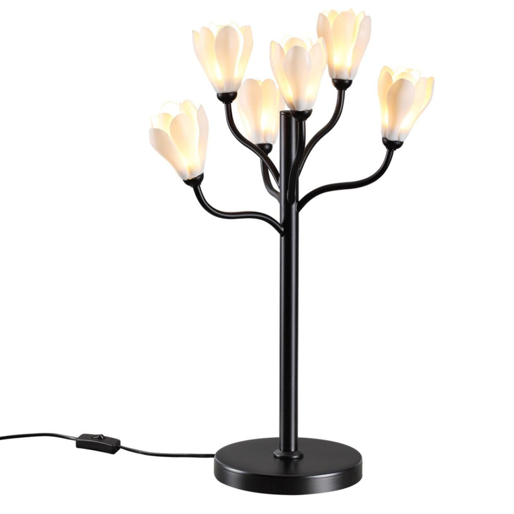 Настольная лампа с ветвями и белыми фарфоровыми цветами Floralis