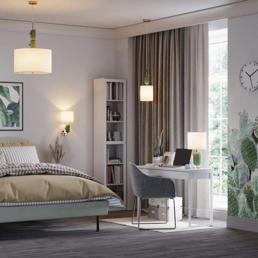 Настольная лампа с декором в виде кактуса из керамики Opuntia