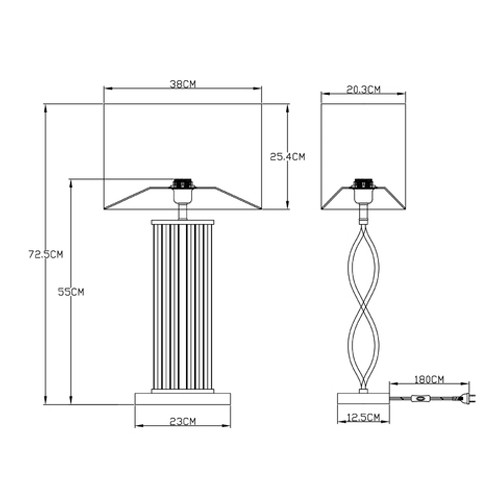 Настольная лампа с золотистой витой основой и прямоугольным белым абажуром Golden Echelon