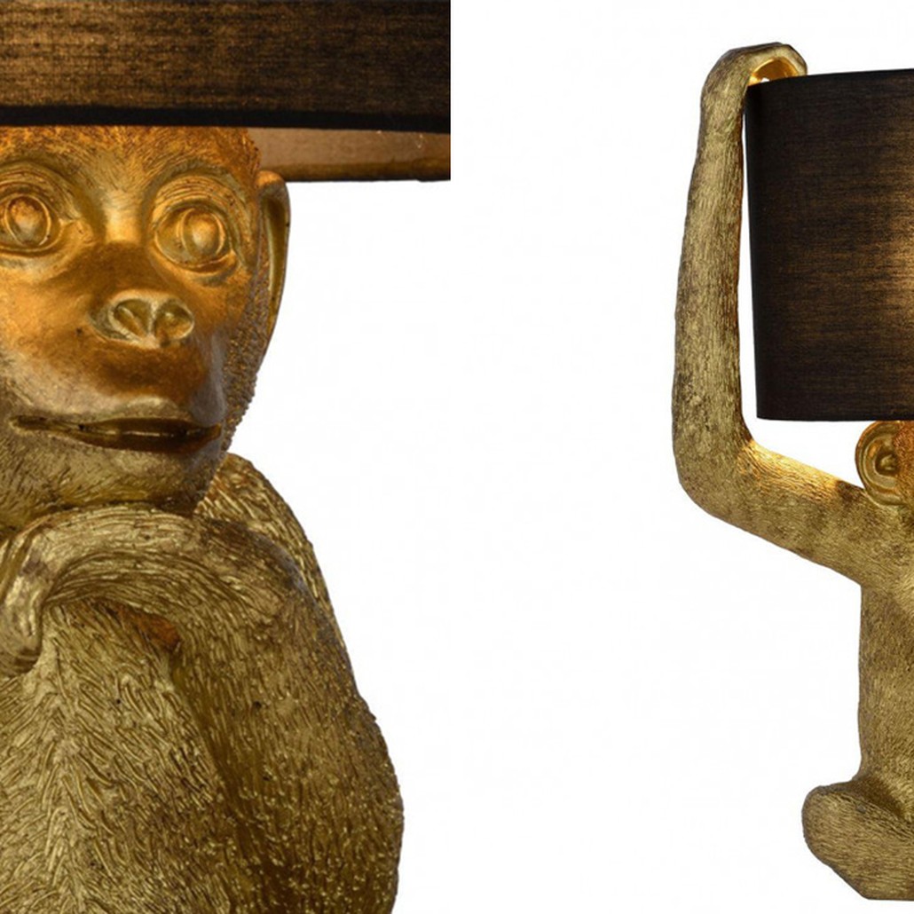 Настольная лампа с Золотой Обезьяной Monkey holding a lampshade