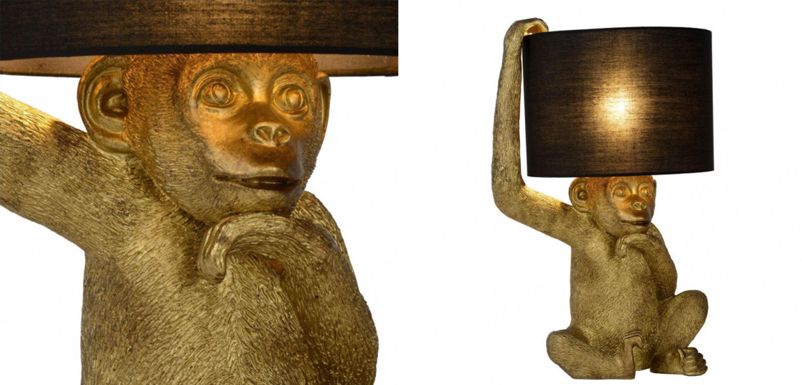 Настольная лампа с Золотой Обезьяной Monkey holding a lampshade