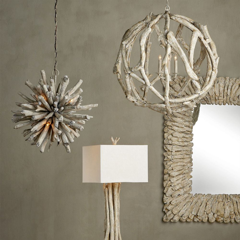 Настольная лампа с каркасом в виде веток деревьев с абажуром из ткани Natural Driftwood