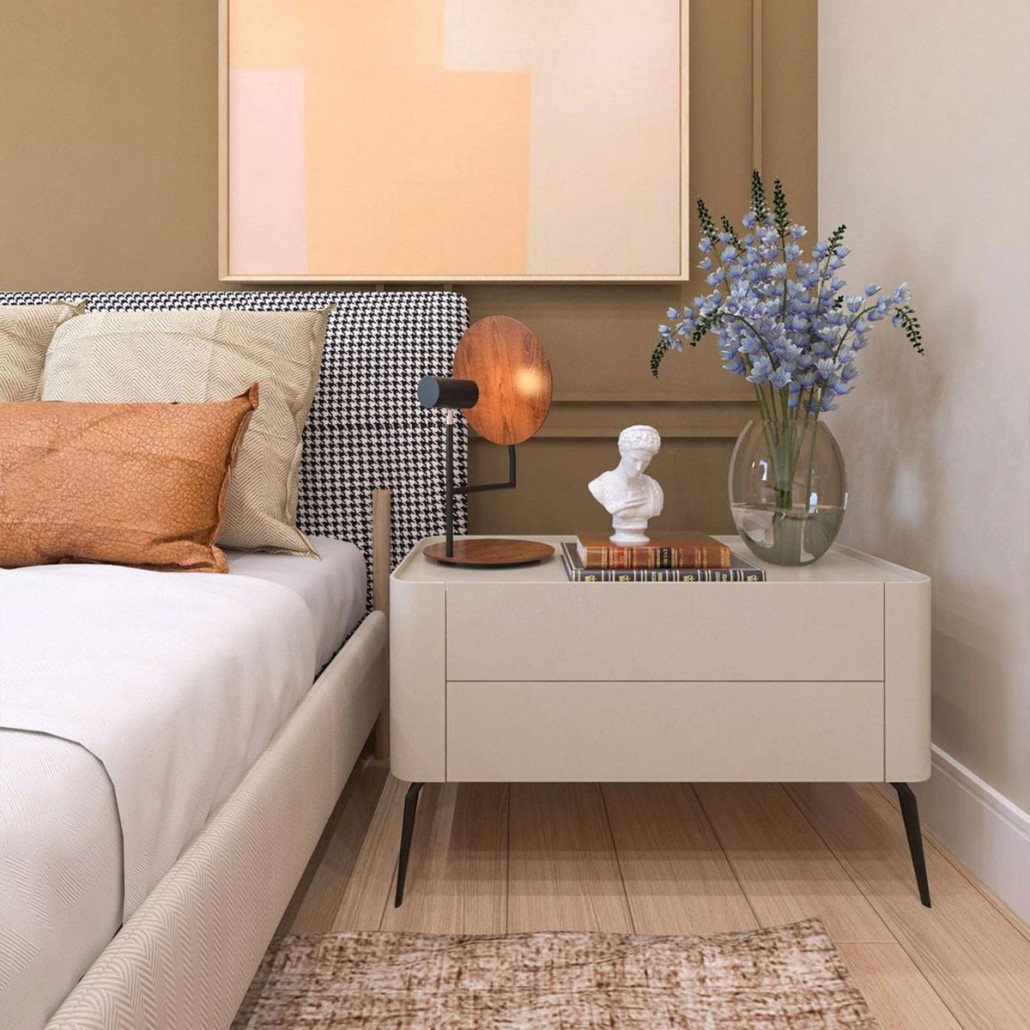 Настольная лампа с круглым деревянным отражателем и черным цилиндрическим плафоном Accord Lighting