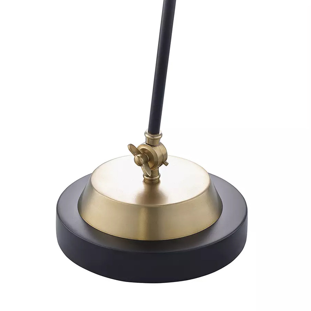 Настольная лампа с наклонным корпусом и подвижным плафоном в сочетании золотистого и чёрного цвета Work Surface Light