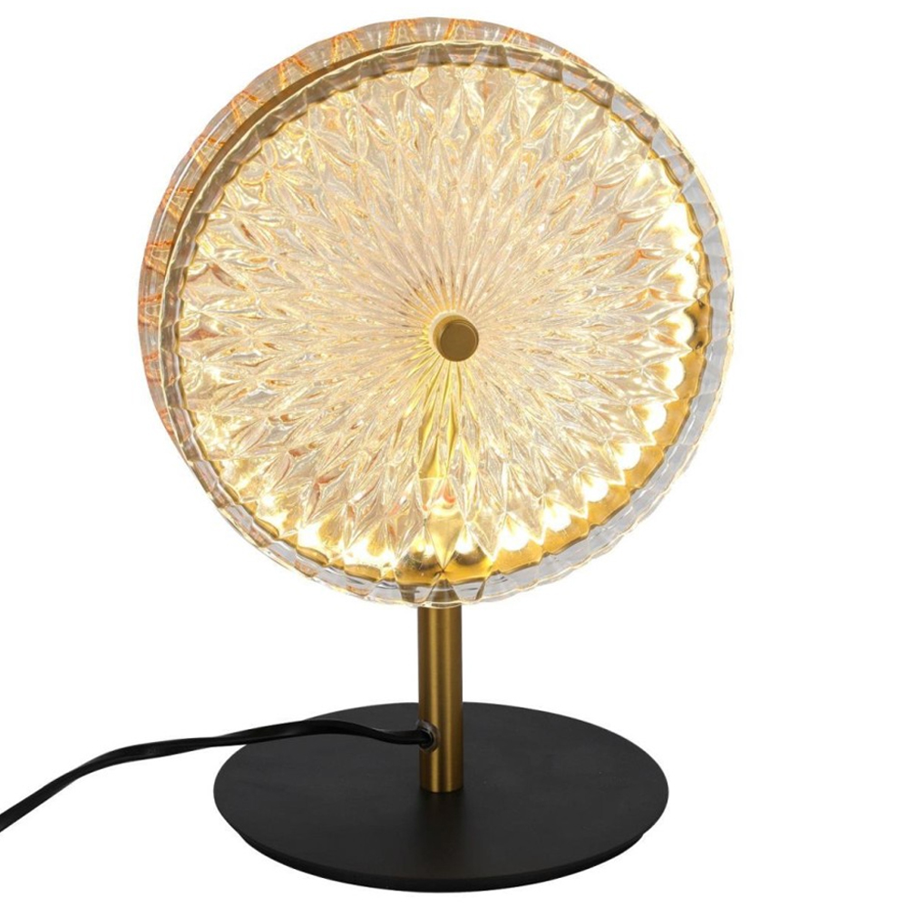 Настольная лампа с плафоном из рельефного стекла Peony Glass Bronze