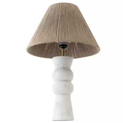 Настольная лампа с плетеным абажуром и белым мраморным основанием Simplicity and Nobility