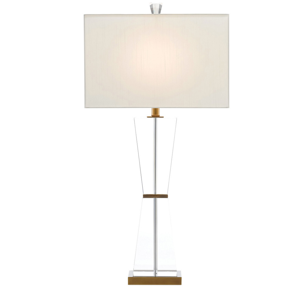 Настольная лампа с прозрачным корпусом и прямоугольным тканевым абажуром Charm and Luxury