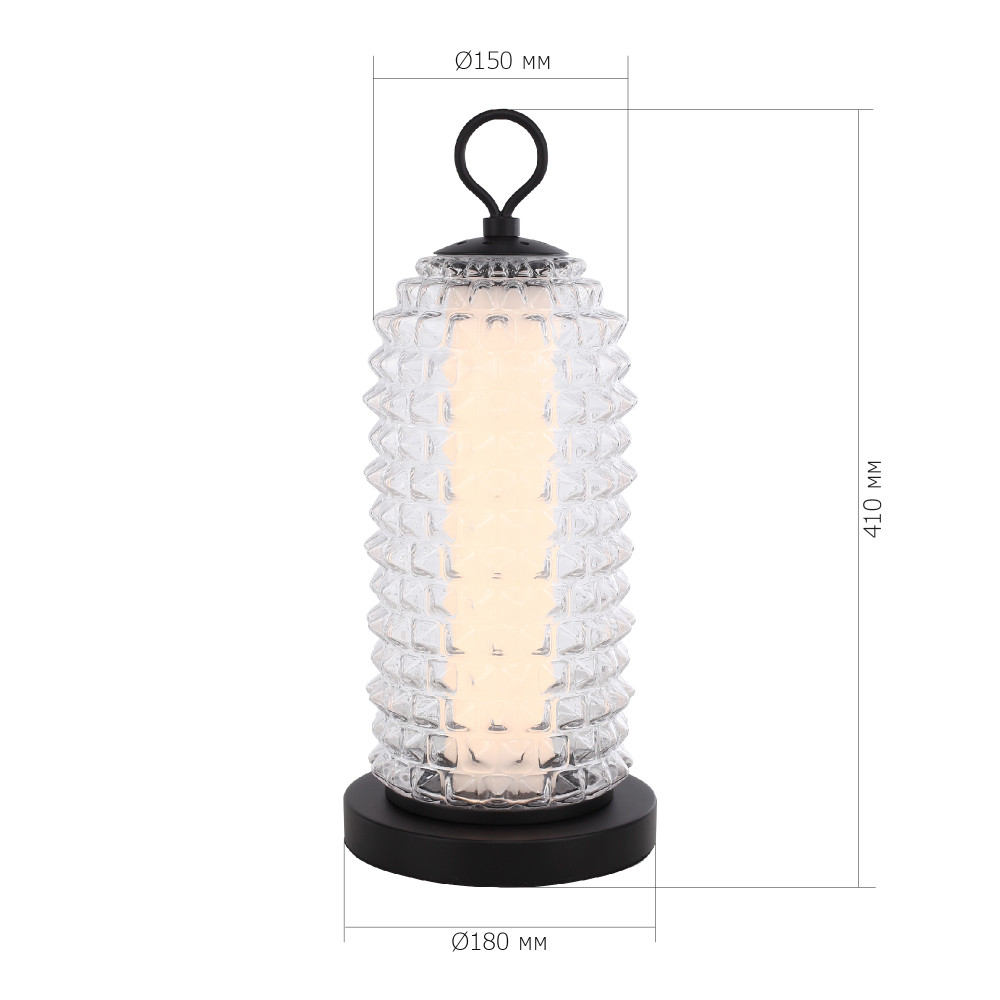 Настольная лампа с прозрачным факутрным стеклянным плафоном Sonora