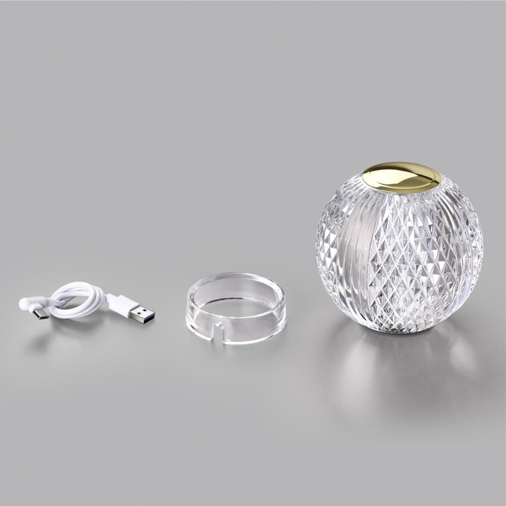 Настольная лампа с прозрачным шарообразным плафоном на цилиндрической подставке Crystal Globule