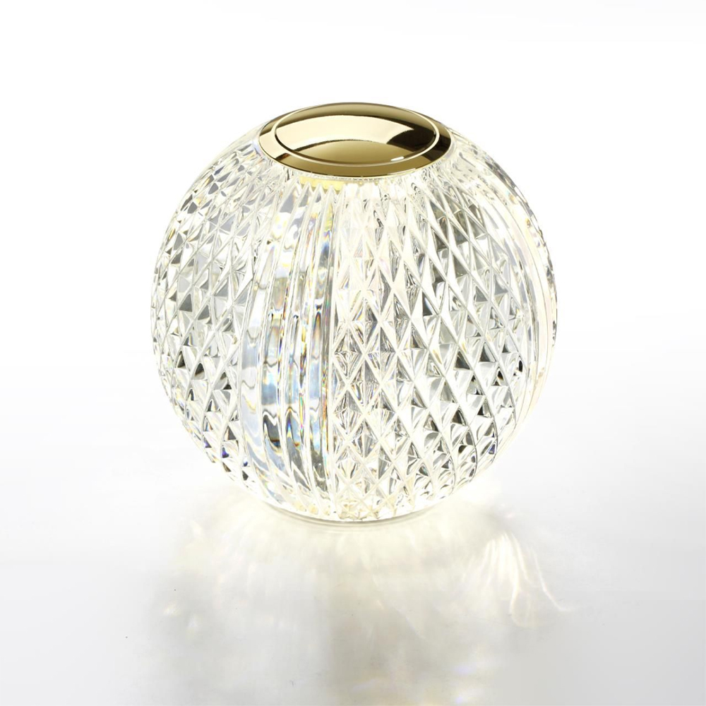 Настольная лампа с прозрачным шарообразным плафоном на цилиндрической подставке Crystal Globule