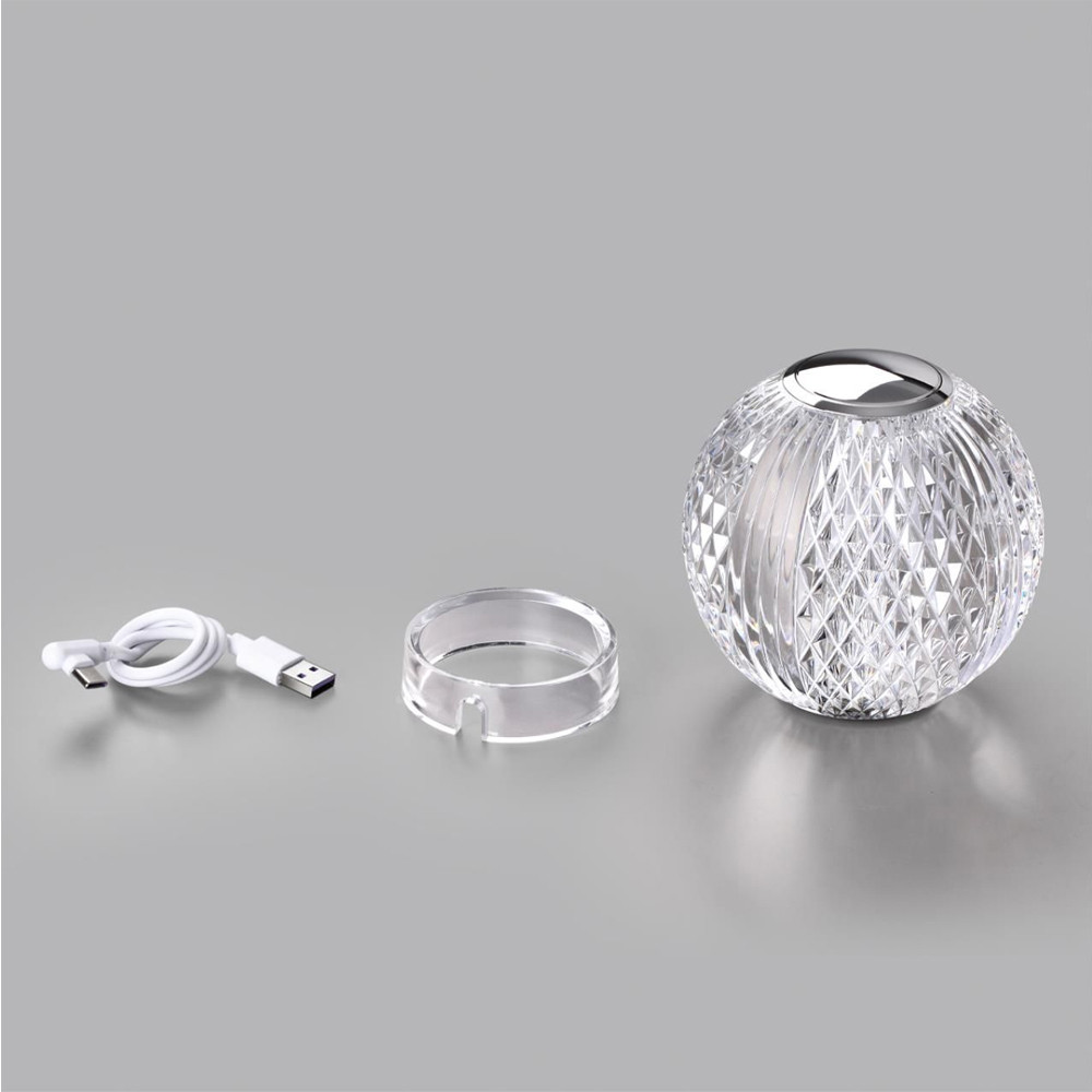 Настольная лампа с прозрачным шарообразным плафоном на цилиндрической подставке Crystal Globule
