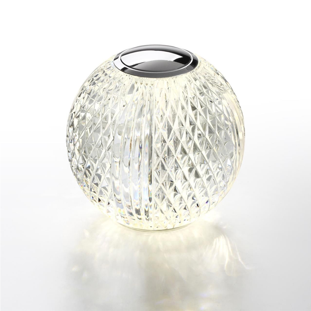 Настольная лампа с прозрачным шарообразным плафоном на цилиндрической подставке Crystal Globule