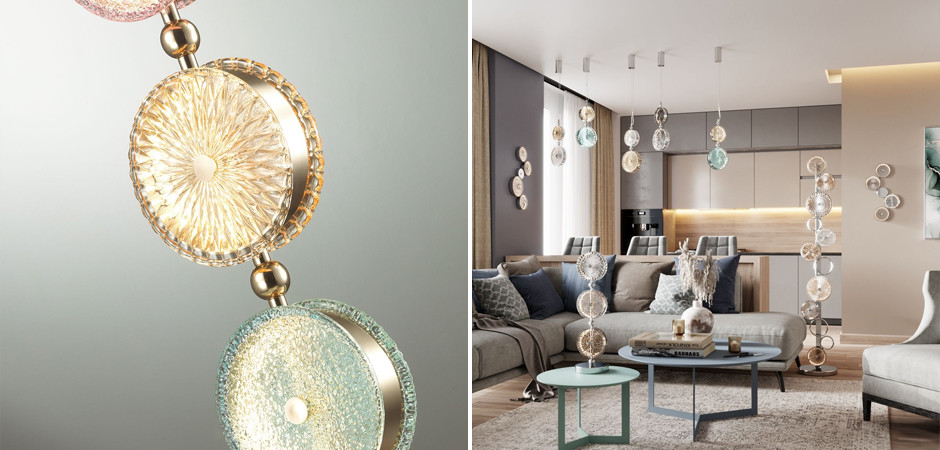 Настольная лампа с разноцветным рельефным стеклом Glass Peonies