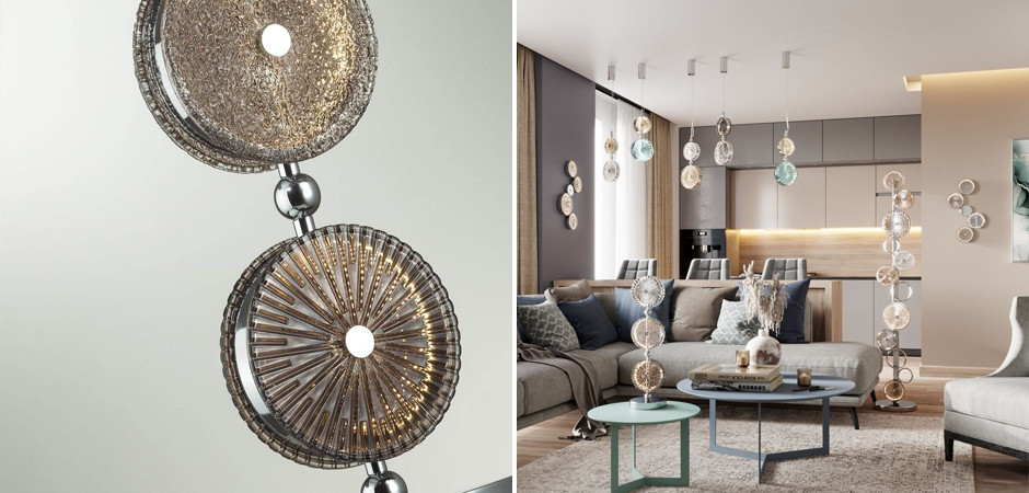 Настольная лампа с рельефным стеклом Glass Peonies