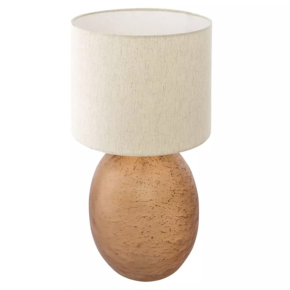 Настольная лампа с тканевым бежевым абажуром на овальном основании Beige Lampshade on Oval Base