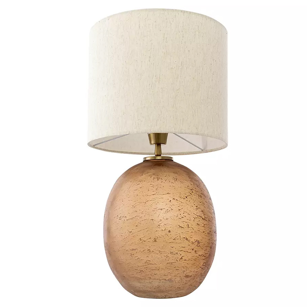 Настольная лампа с тканевым бежевым абажуром на овальном основании Beige Lampshade on Oval Base