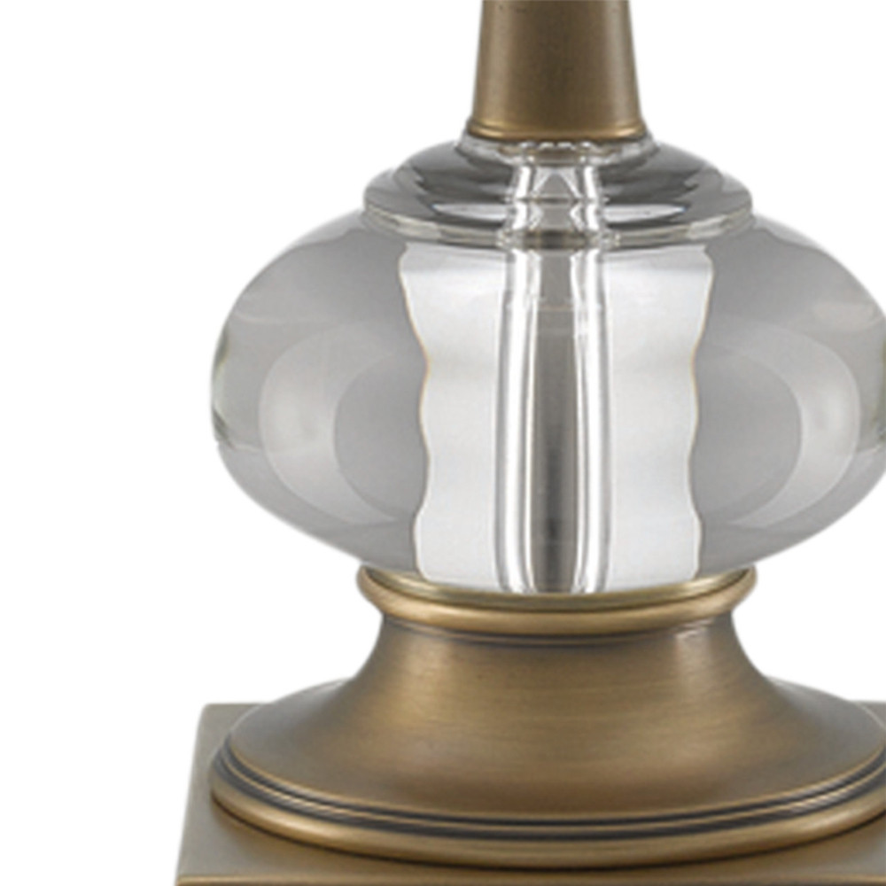 Настольная лампа с хрустальным шаром на корпусе и высоким тканевым абажуром Prism Rod