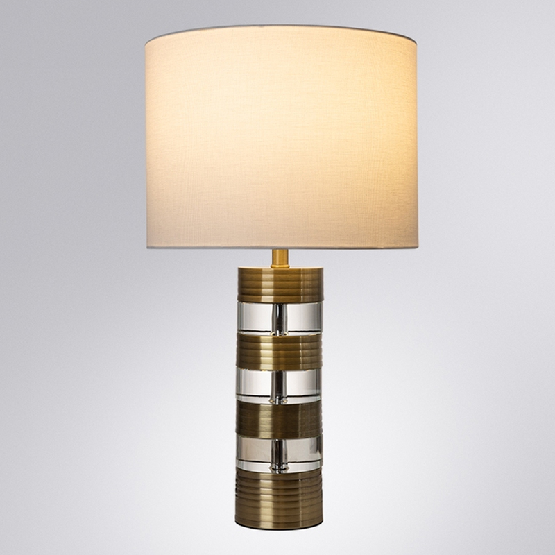 Настольная лампа с цилиндрическим основанием и белым абажуром Crystal Harmony