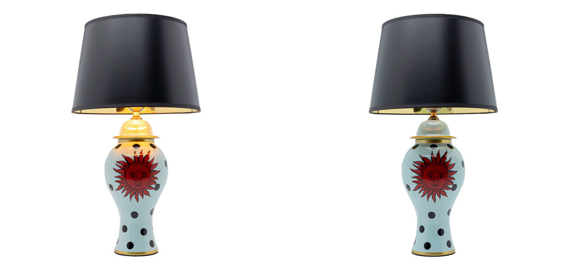 Настольная лампа с черным абажуром Red sun