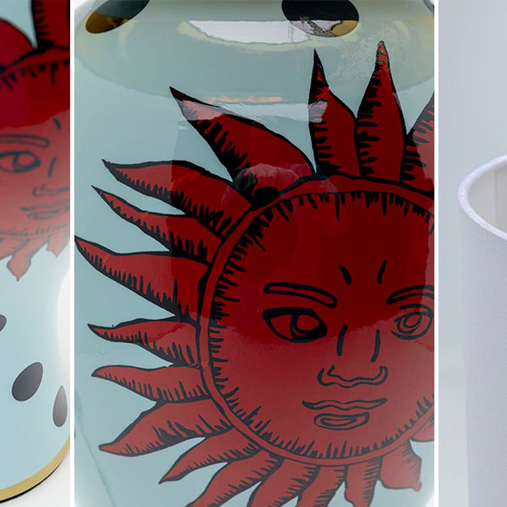 Настольная лампа с черным абажуром Red sun