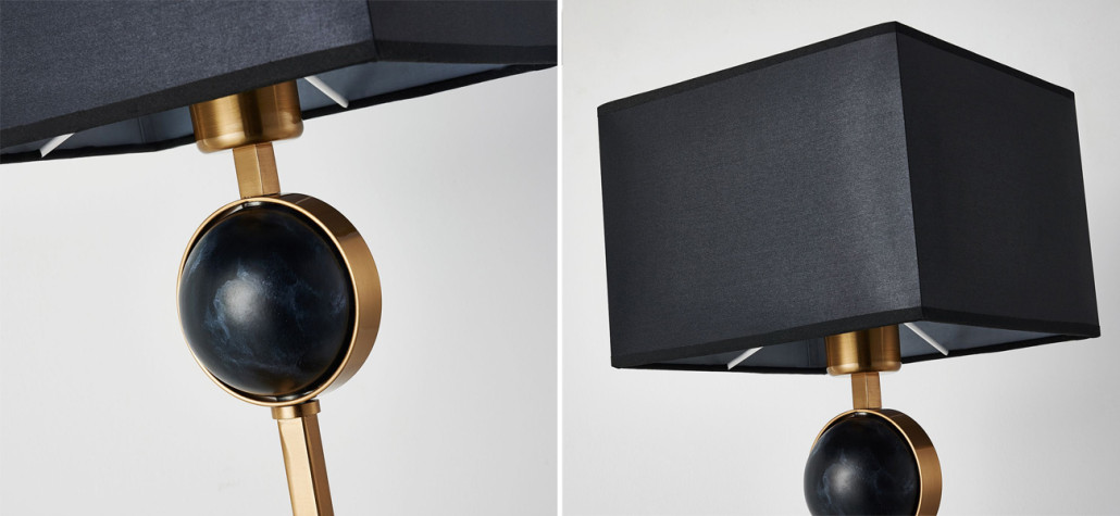 Настольная лампа с черным плафоном и декором под мрамор QUATRO