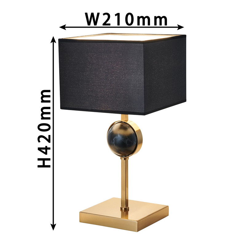 Настольная лампа с черным плафоном и декором под мрамор QUATRO