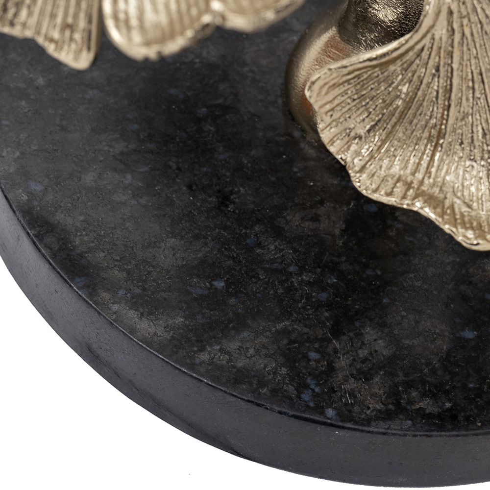 Настольная лампа с черным тканевым абажуром на основании в виде листьев Golden Leaves