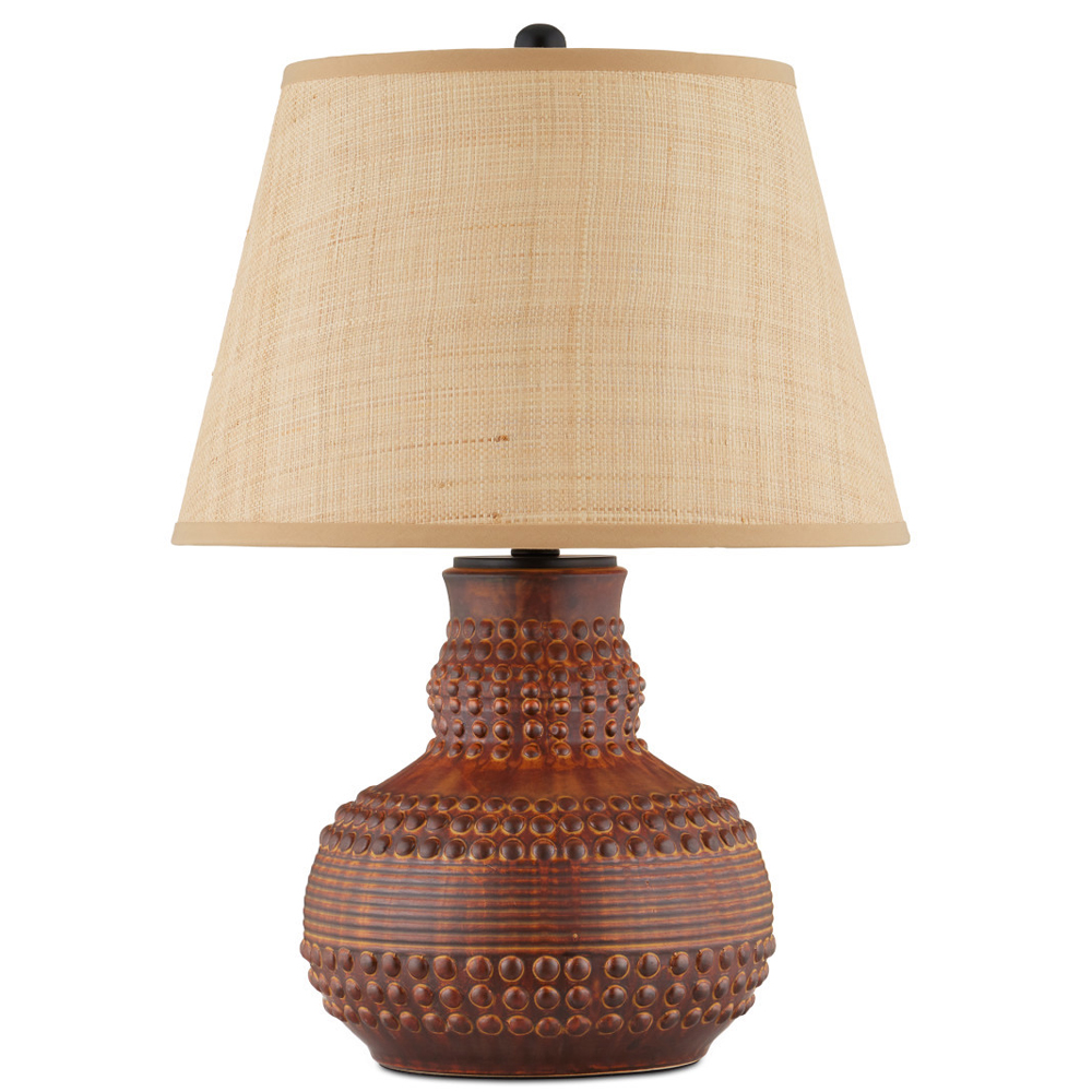 Настольная лампа темно-коричневая с тканевым абажуром в форме конуса Сhieftain