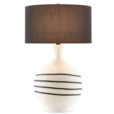 Настольная лампа фактурная с черными круговыми линиями на корпусе Recess