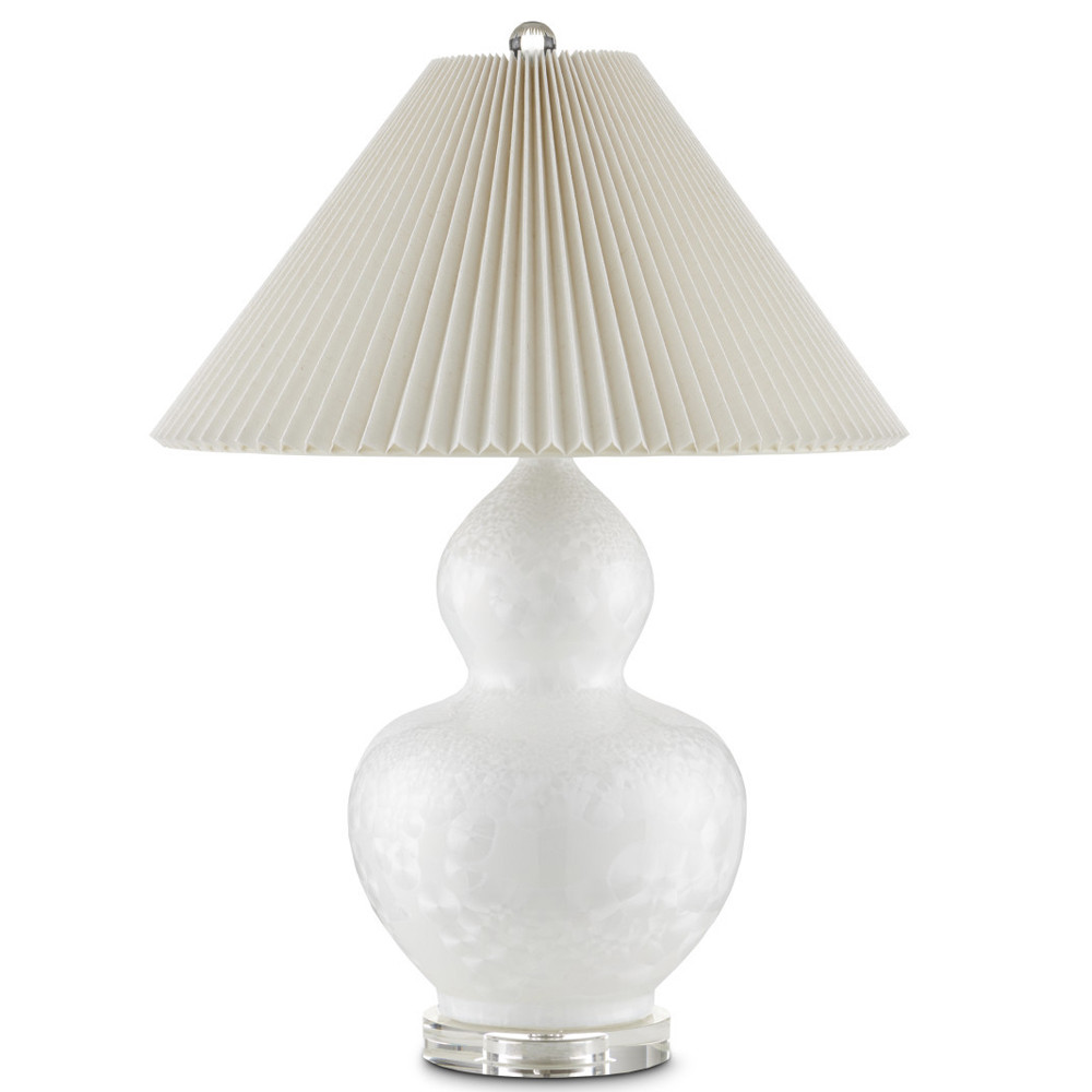 Настольная лампа фарфоровая с плиссированным конусовидным абажуром White Glaze