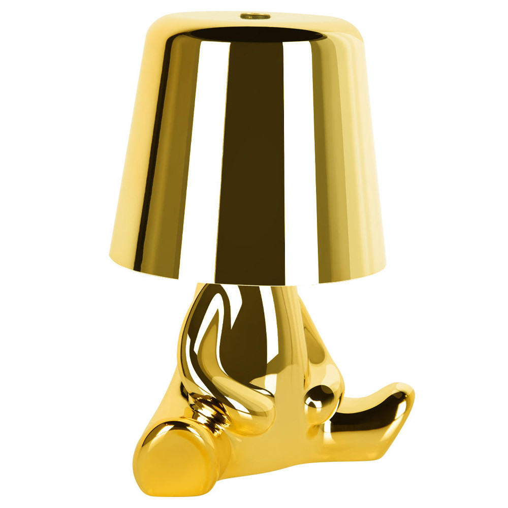 Настольная лампа фигурная золотого цвета с гладким абажуром Высота 16 см Sophia