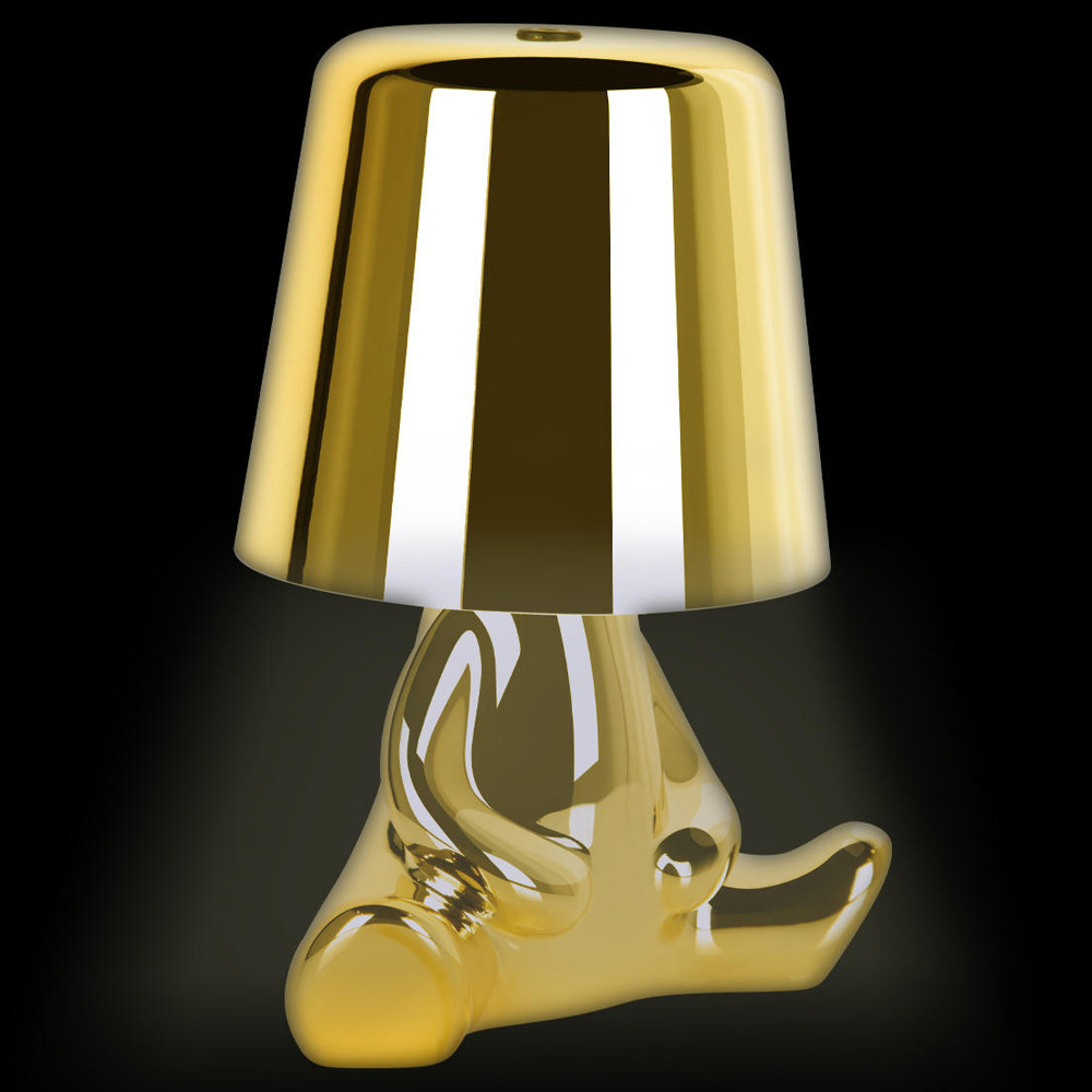 Настольная лампа фигурная золотого цвета с гладким абажуром Высота 16 см Sophia