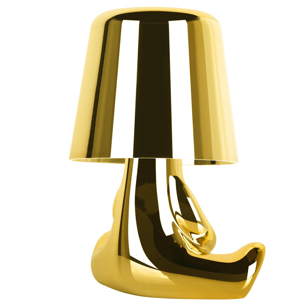 Настольная лампа фигурная золотого цвета с гладким абажуром Высота 16 см Sophia