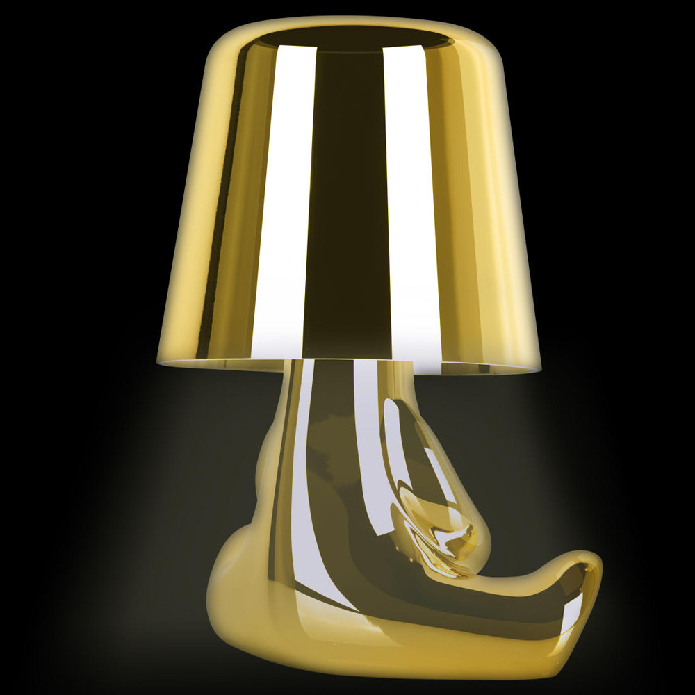 Настольная лампа фигурная золотого цвета с гладким абажуром Высота 16 см Sophia