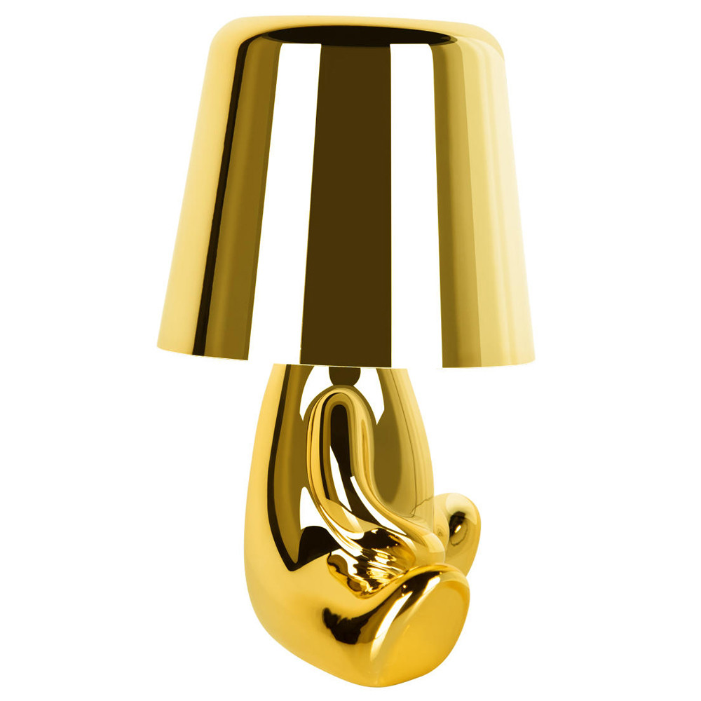 Настольная лампа фигурная золотого цвета с гладким абажуром Высота 16 см Sophia