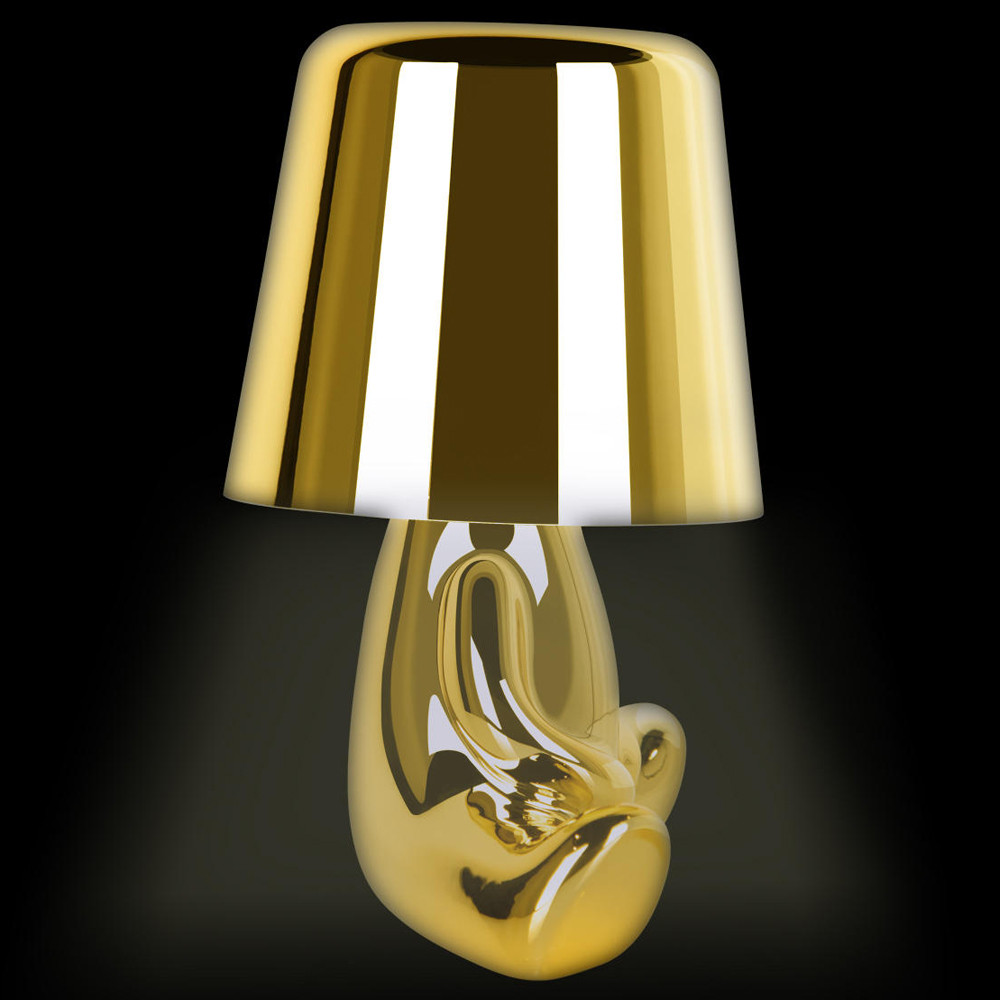 Настольная лампа фигурная золотого цвета с гладким абажуром Высота 16 см Sophia