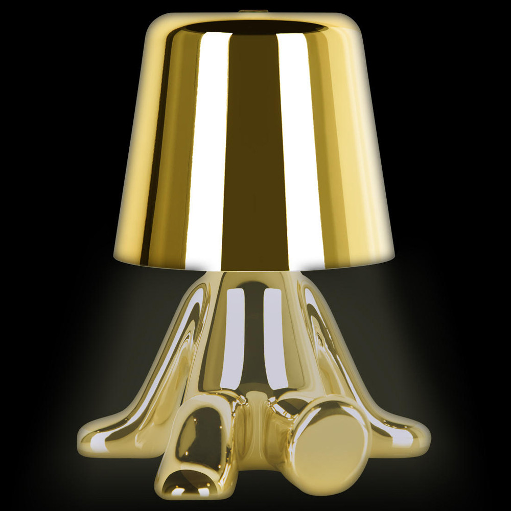 Настольная лампа фигурная золотого цвета с гладким абажуром Высота 17 см Sophia