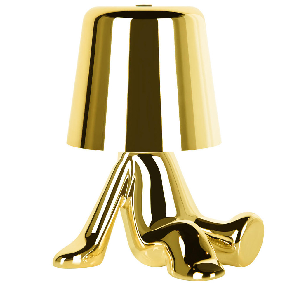 Настольная лампа фигурная золотого цвета с гладким абажуром Высота 17 см Sophia