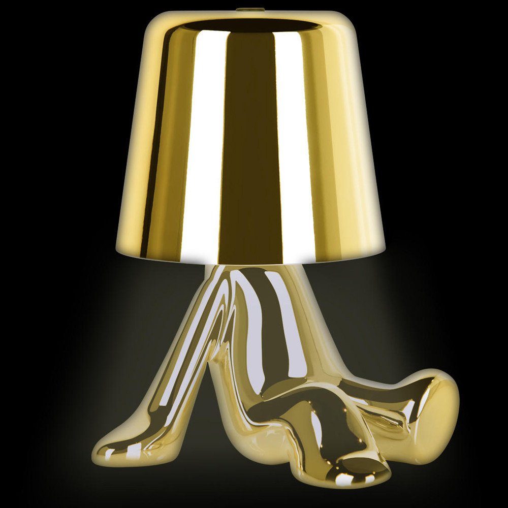 Настольная лампа фигурная золотого цвета с гладким абажуром Высота 17 см Sophia